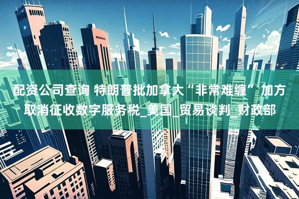 配资公司查询 特朗普批加拿大“非常难缠” 加方取消征收数字服务税_美国_贸易谈判_财政部